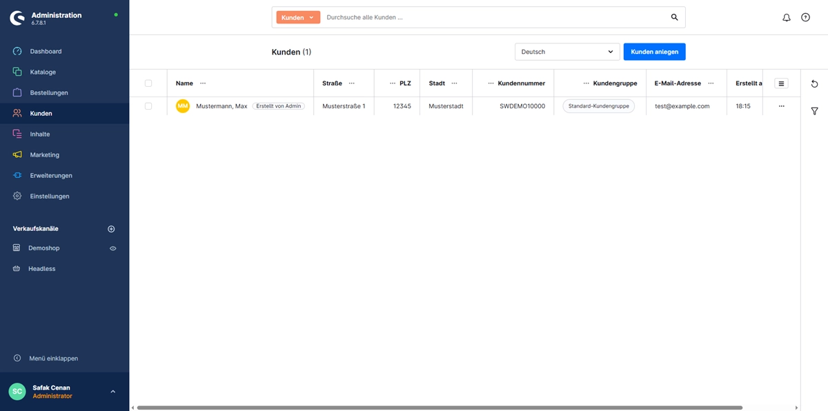Kundenübersicht und Bestellübersicht in Shopware
